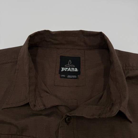 Prana Men’s Button Down Long Sleeve Shirt Large Brown Cotton Blend EUC - Picture 8 of 11